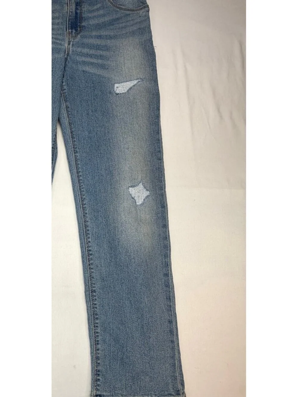 OshKosh Boy's Straight Jeans Distressed Light Wash Size 12 Blue